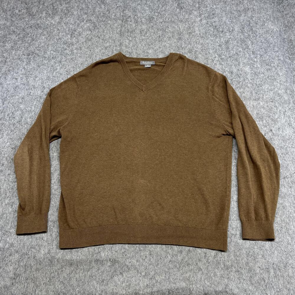 Daniel Cremieux Sweater Mens XL Brown V Neck Pullover Signature Supima Cotton